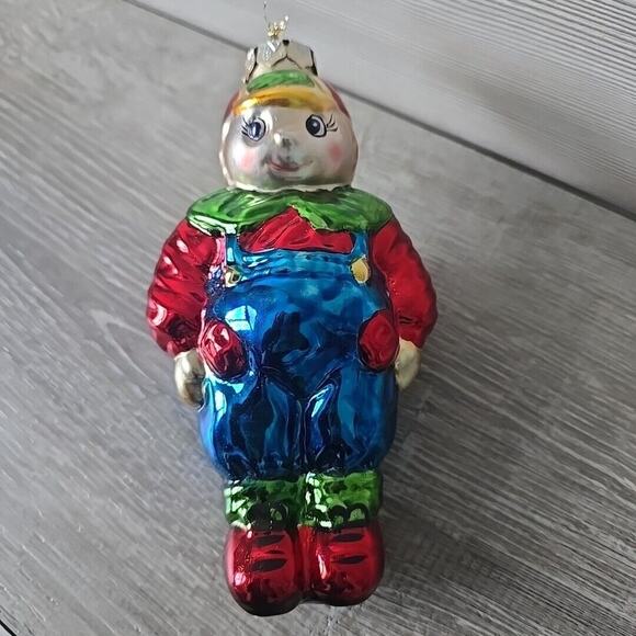 TWEEDLE DEE DUM Character Christmas Ornament Hand Blown Mercury Glass happy boy - Picture 3 of 11